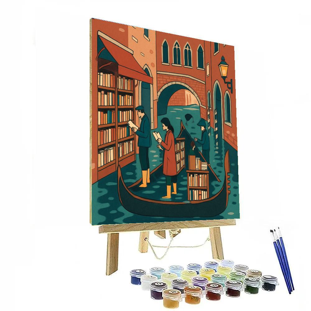 Venice Tidal Library Canal Scene Number painting