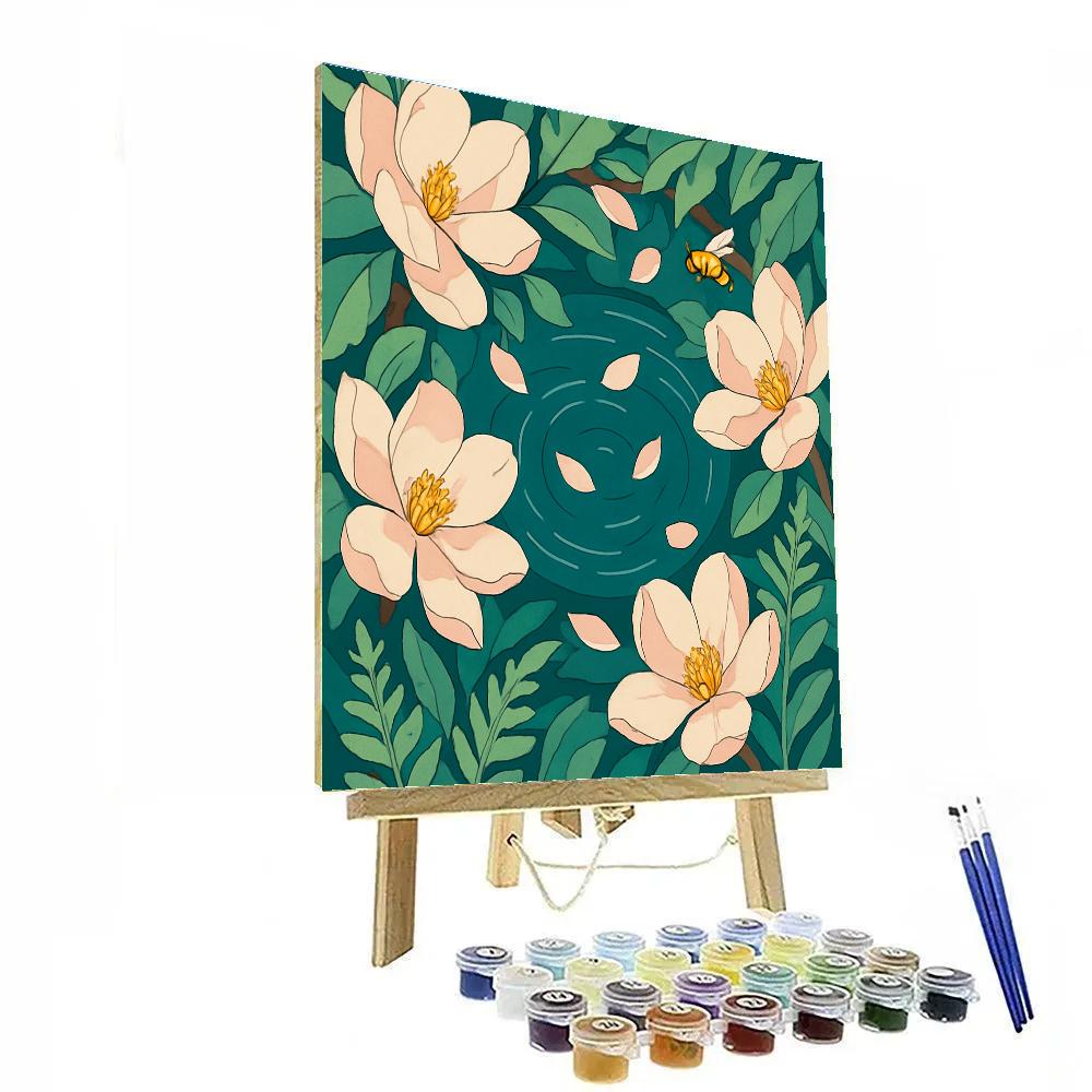 Stained Glass Floral Canopy Over A Hidden Spring paint by number