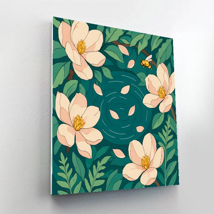 Stained Glass Floral Canopy Over A Hidden Spring paint by number