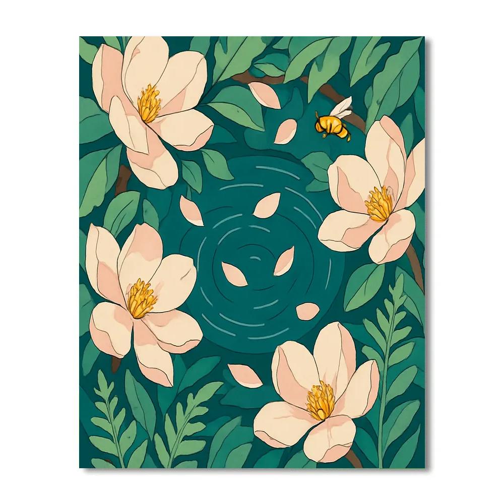 Stained Glass Floral Canopy Over A Hidden Spring paint by number