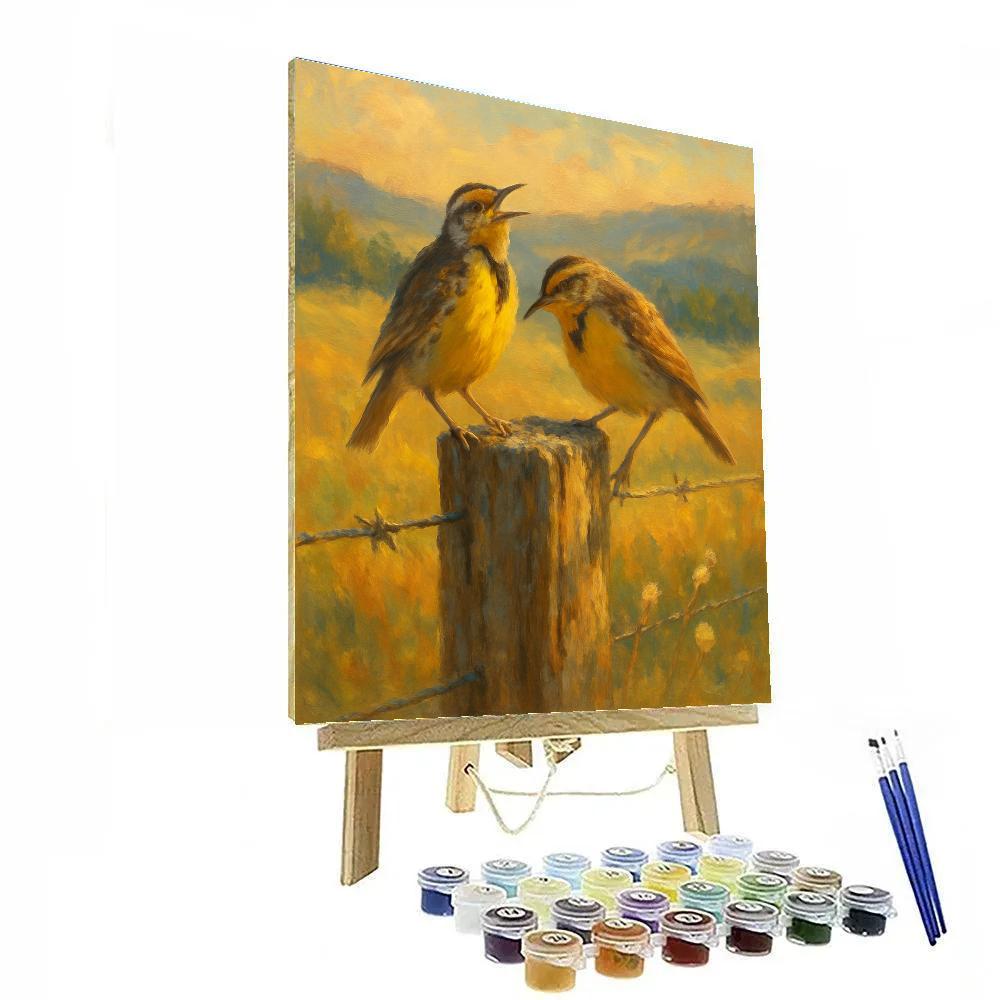 Golden Meadow Lullaby With Meadowlarks paint by number
