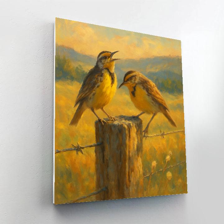 Golden Meadow Lullaby With Meadowlarks paint by number