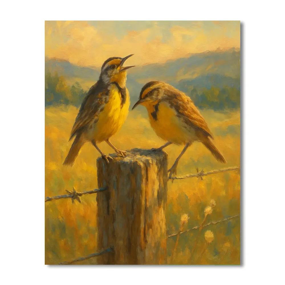 Golden Meadow Lullaby With Meadowlarks paint by number