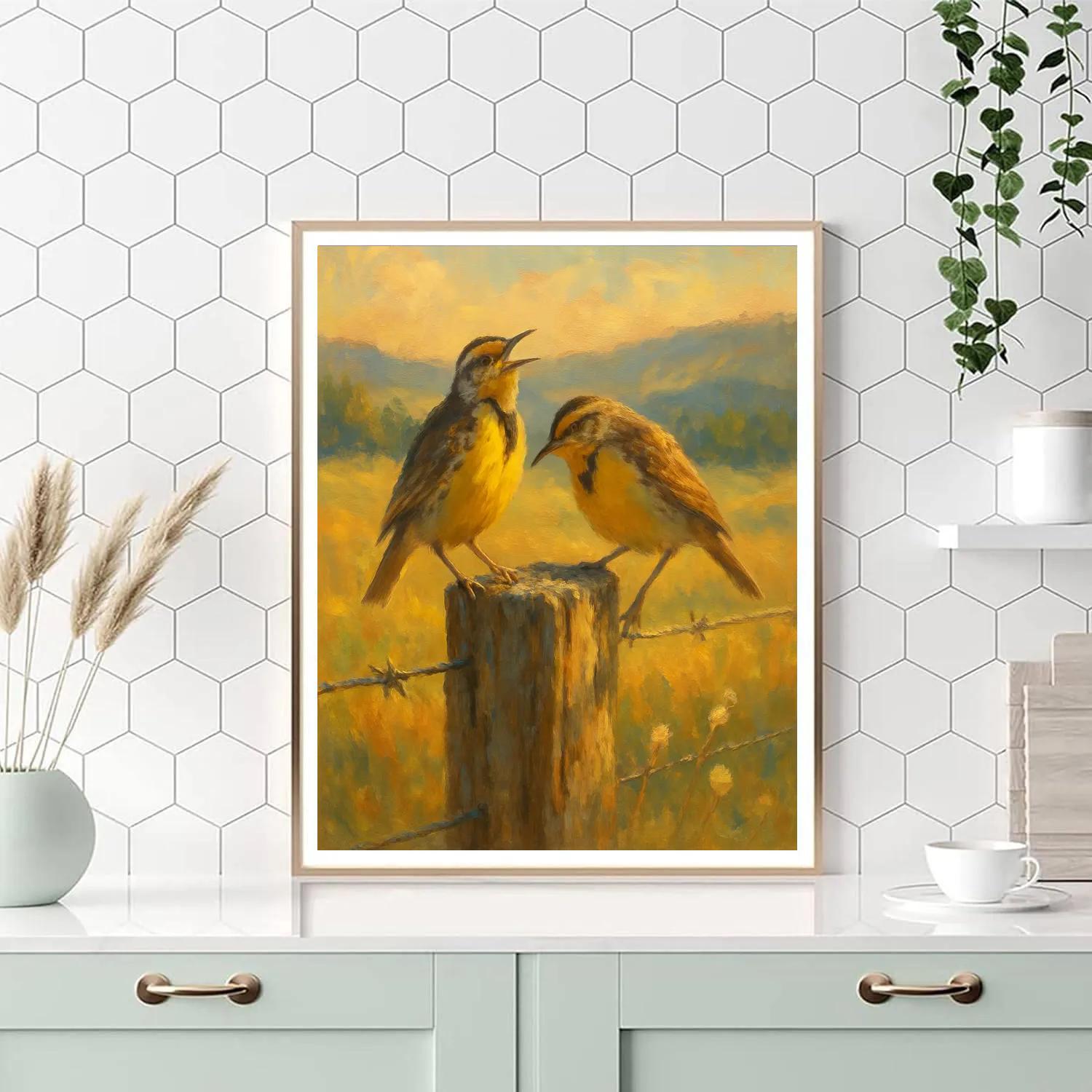Golden Meadow Lullaby With Meadowlarks paint by number