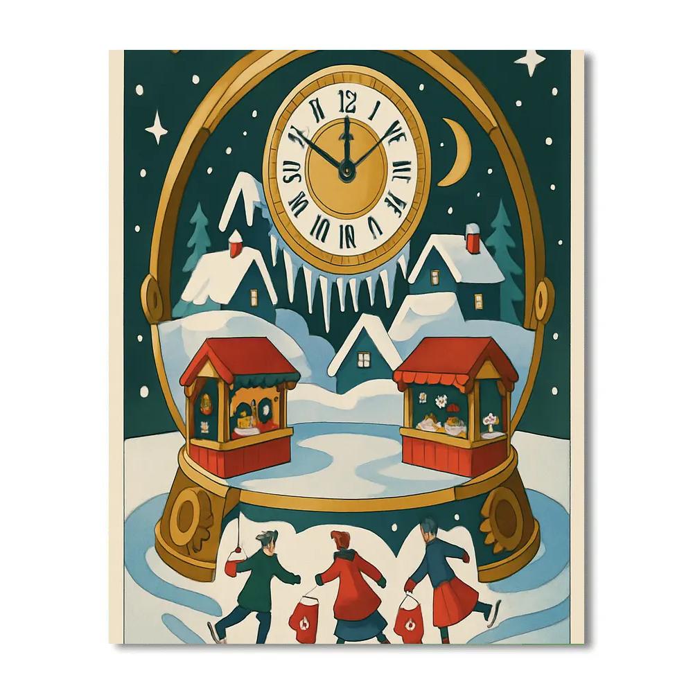 Clockwork Snowglobe Winter Market Painting by numbers kit