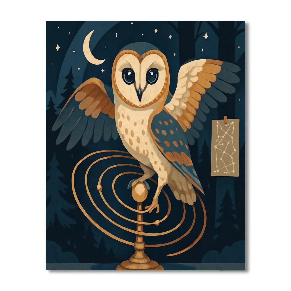 Clockwork Orrery Owl paint by color