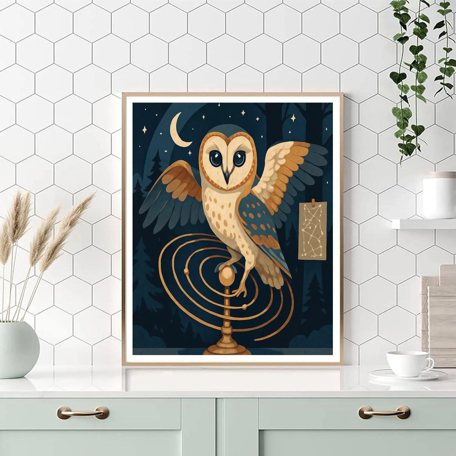Clockwork Orrery Owl paint by color