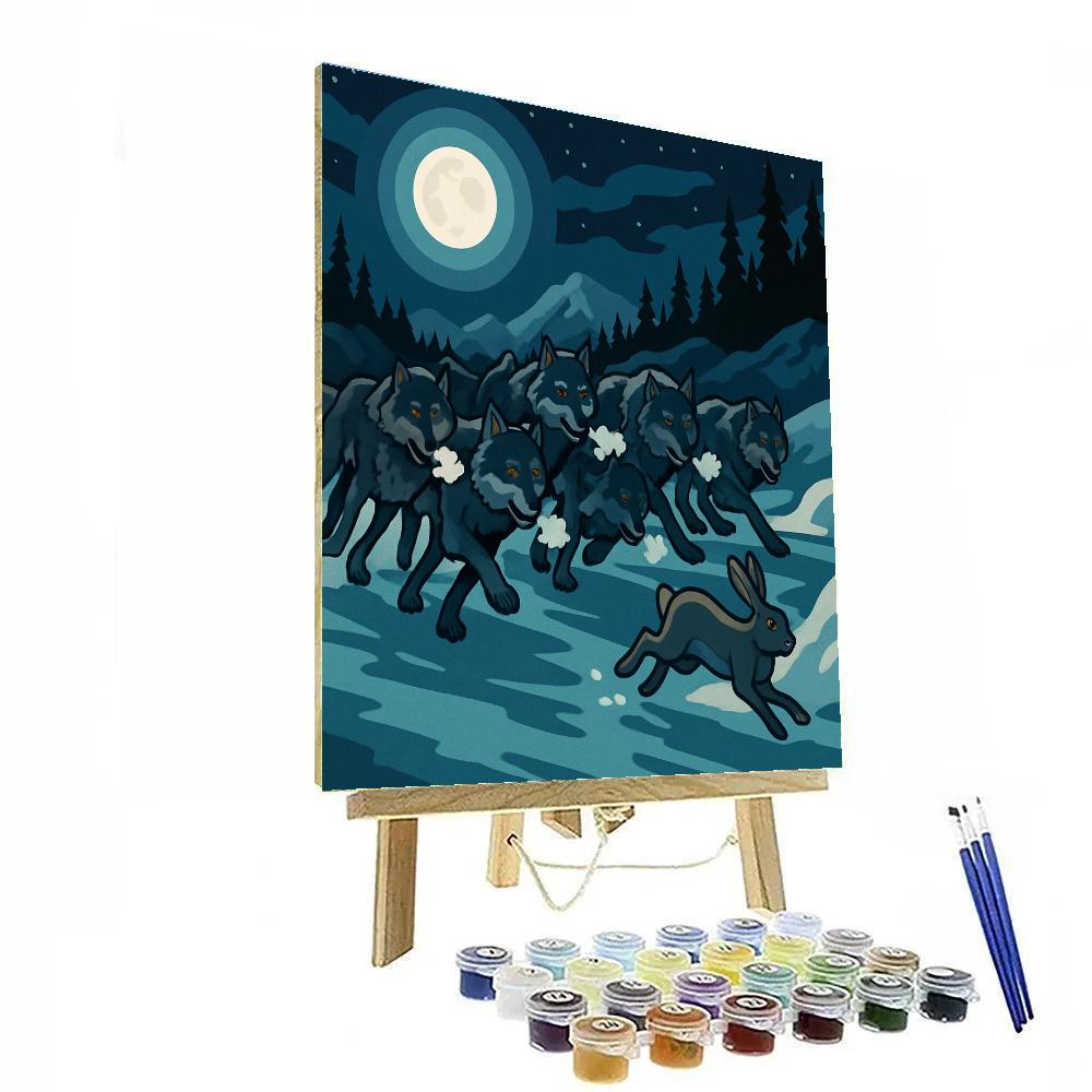 Wolf Pack Under The Haloed Moon paint by color