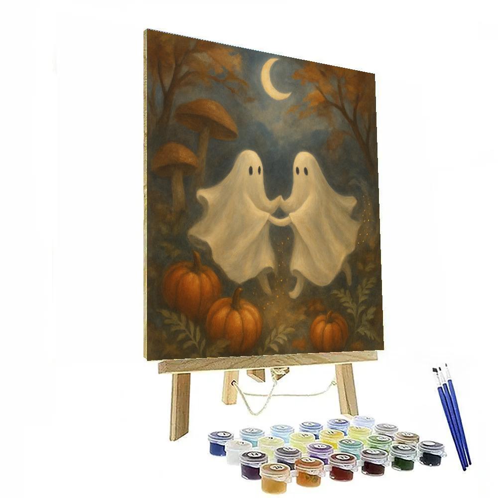 Mushroom Moon Garden With Friendly Ghosts Numbered painting kits