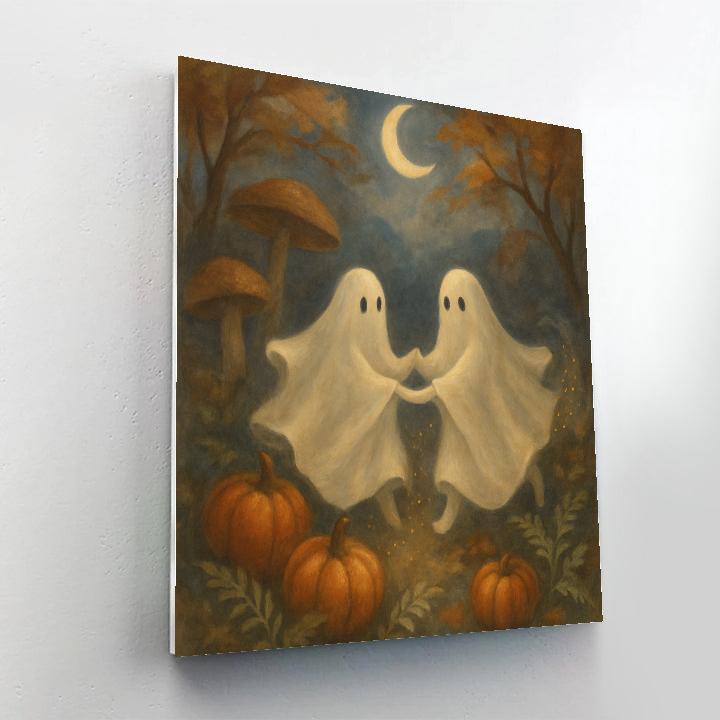 Mushroom Moon Garden With Friendly Ghosts Numbered painting kits
