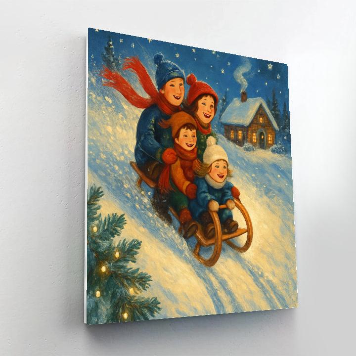 Starlit Sledding Above The Pine Ridge Numbered painting kits