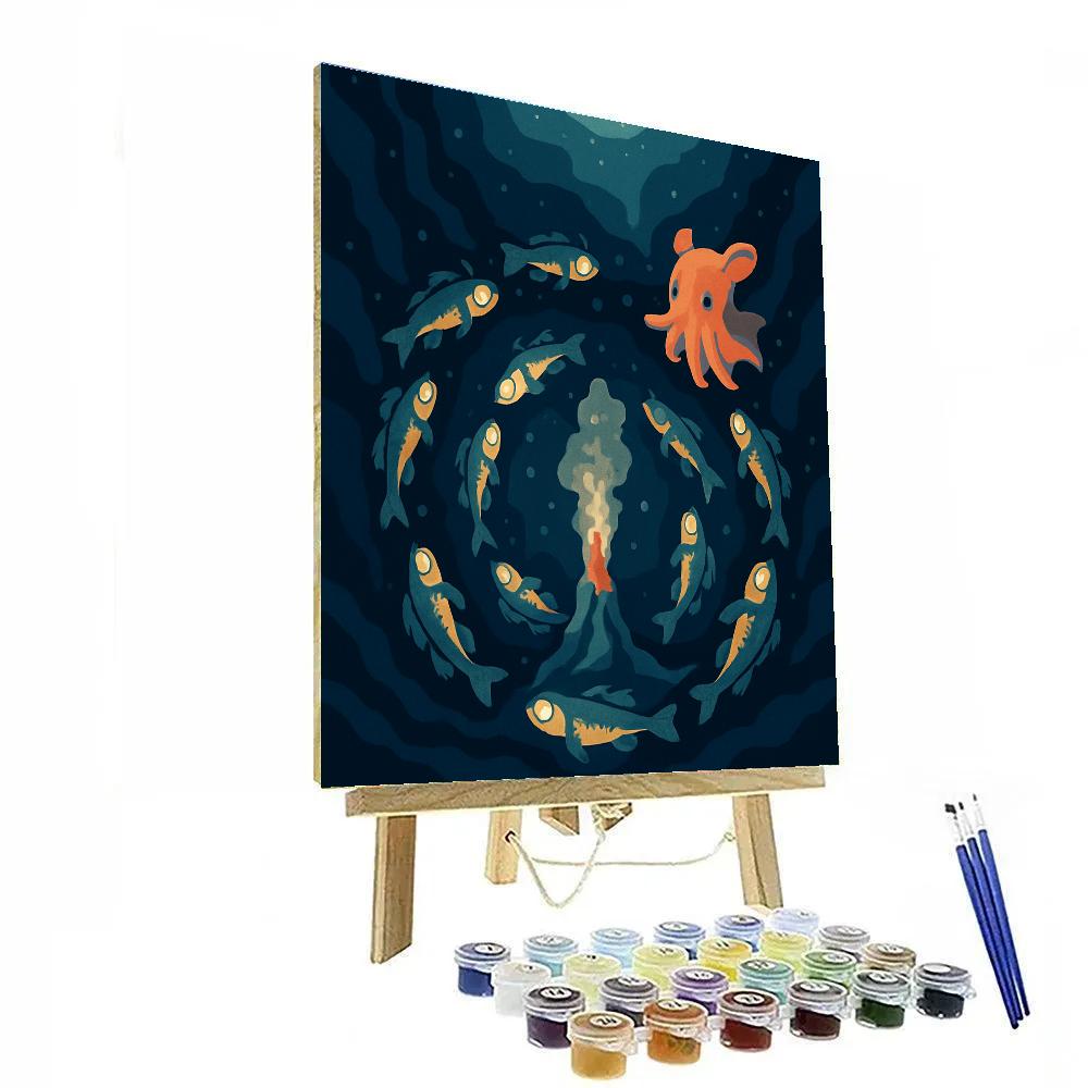 Lanternfish Parade In The Ocean Trench Paint by numbers art