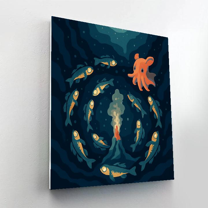 Lanternfish Parade In The Ocean Trench Paint by numbers art