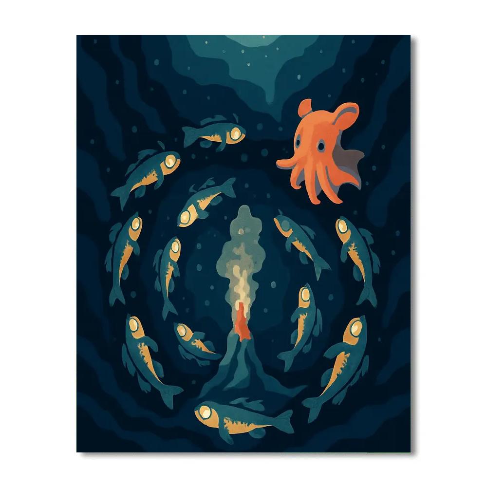 Lanternfish Parade In The Ocean Trench Paint by numbers art