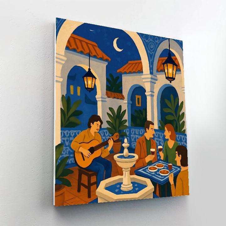 Lantern Lit Spain Courtyard Serenade Painting by numbers kit