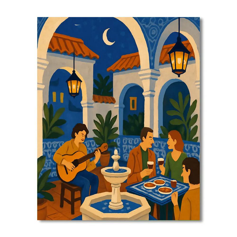 Lantern Lit Spain Courtyard Serenade Painting by numbers kit