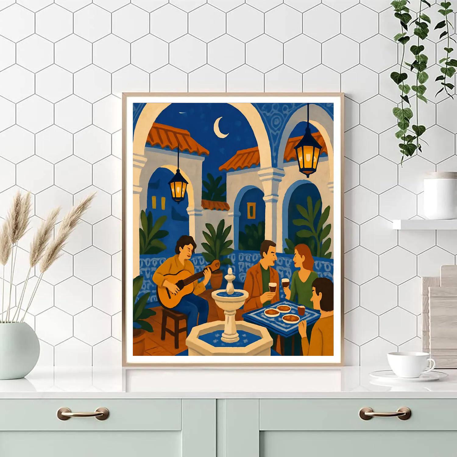 Lantern Lit Spain Courtyard Serenade Painting by numbers kit