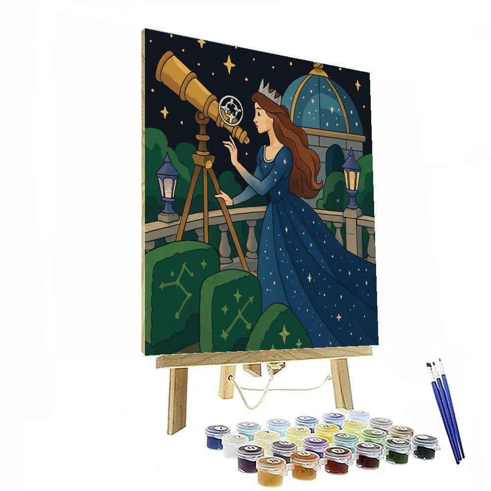 Garden Observatory With Princess In Stardust Silk paint by numbers