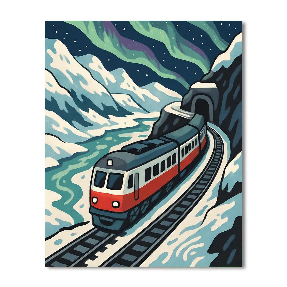 Aurora Swept Glacier Express Train paint by number
