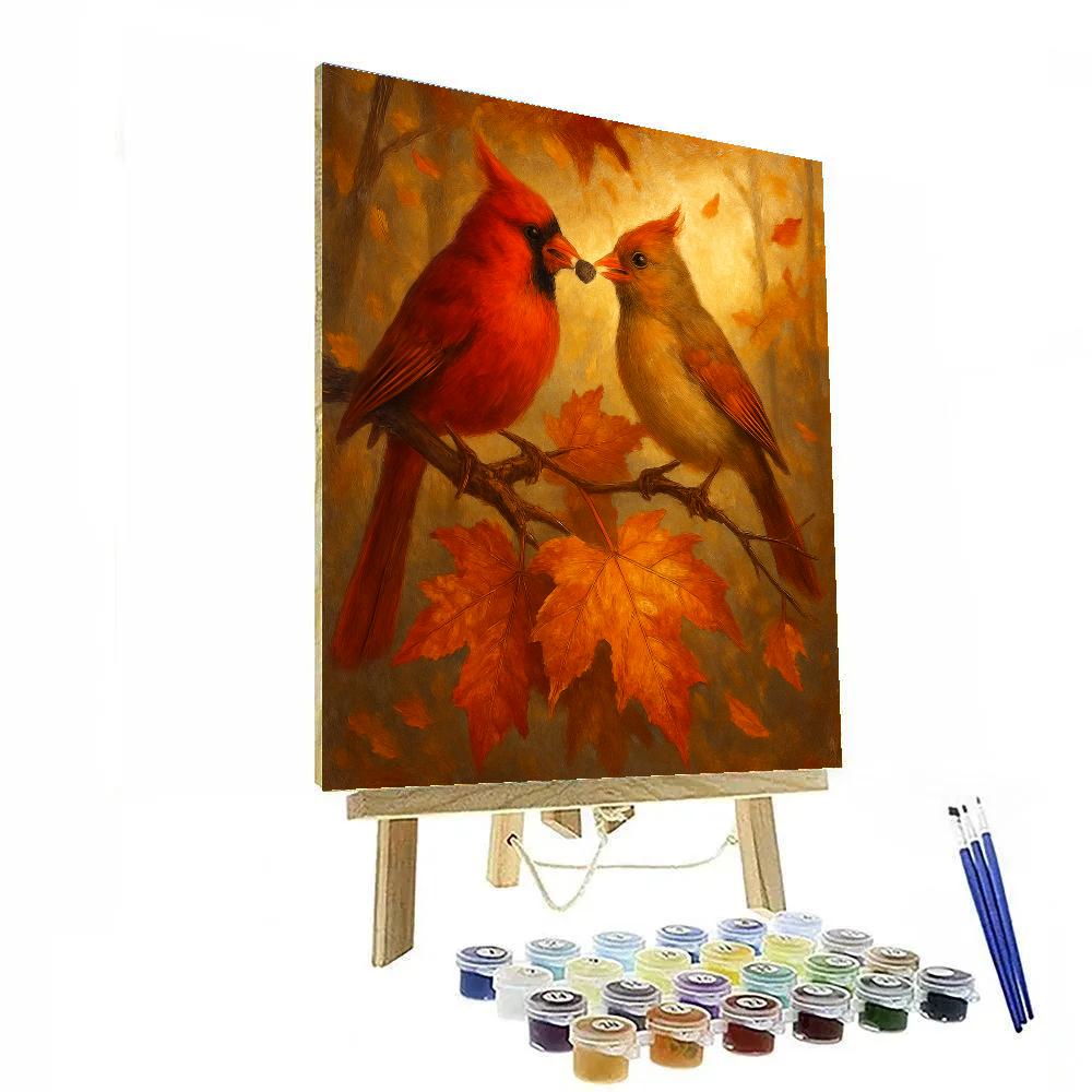 Autumn Hearthlight Cardinals In Maple Canopy painting number kit