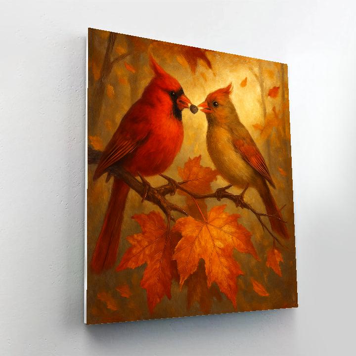 Autumn Hearthlight Cardinals In Maple Canopy painting number kit
