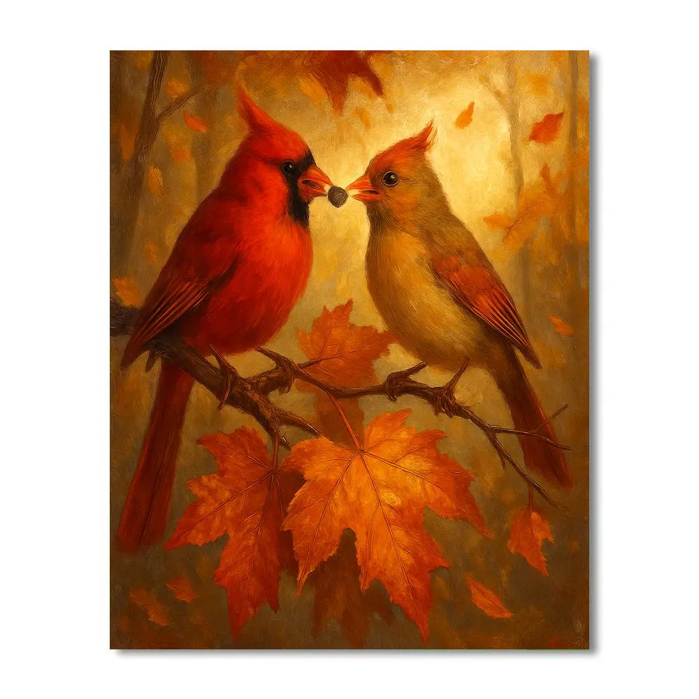 Autumn Hearthlight Cardinals In Maple Canopy painting number kit