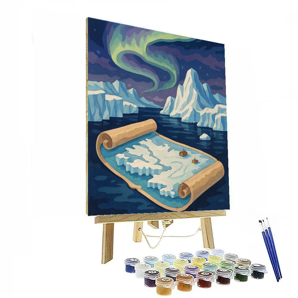 Aurora Over The National Icefjord Heritage Map Number painting
