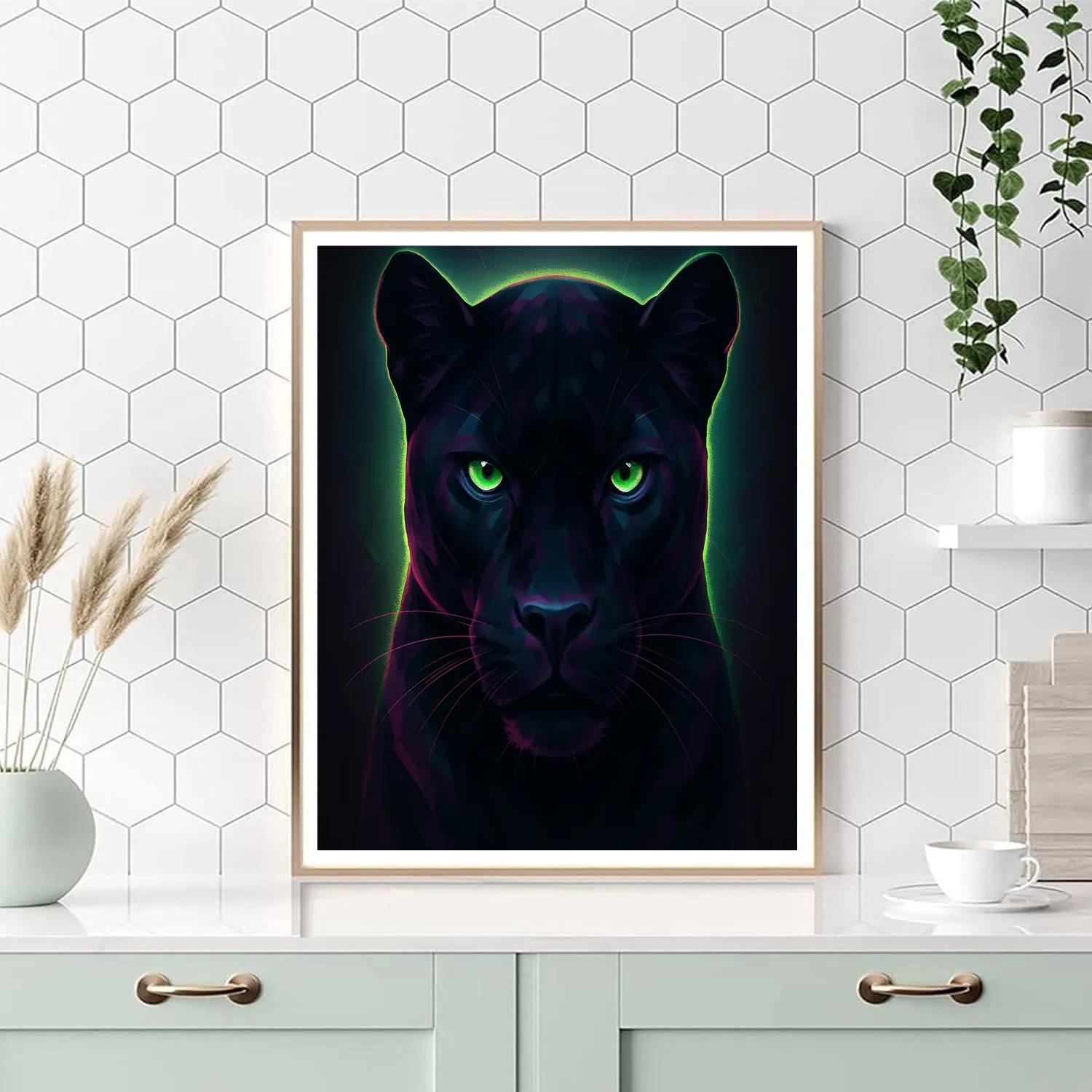 Electric Orchid Panther Gaze Painting by numbers kit