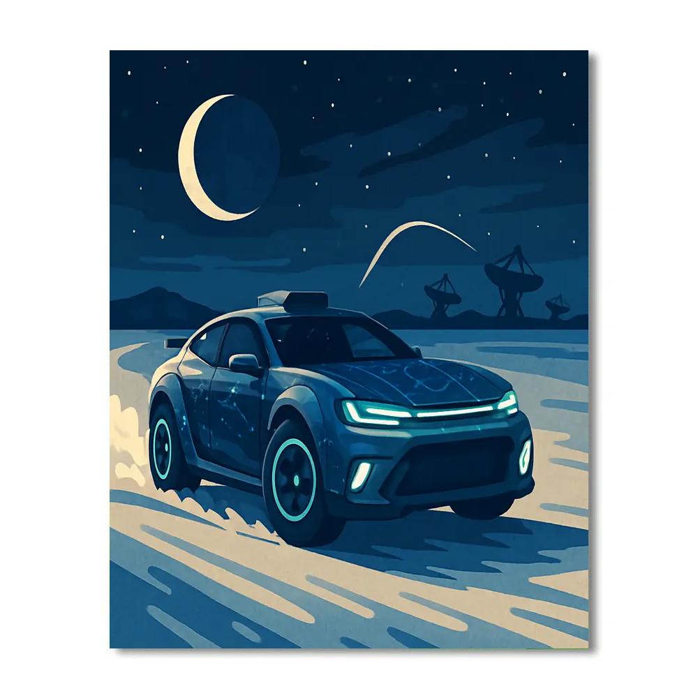 Night Rally Coupe With Cars Starlit Livery Paint by numbers art