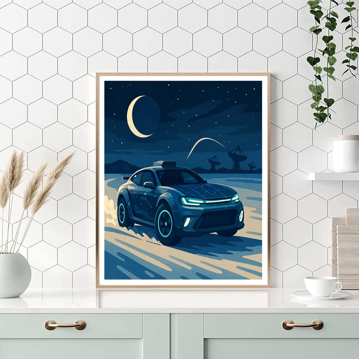 Night Rally Coupe With Cars Starlit Livery Paint by numbers art
