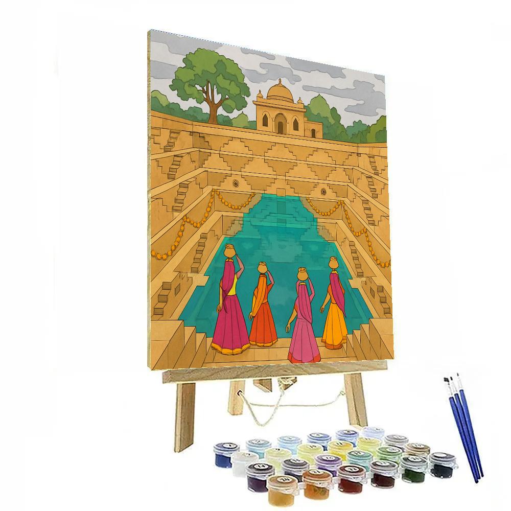 Stepwell Reflections In India At Monsoon Dawn Numbered painting kits