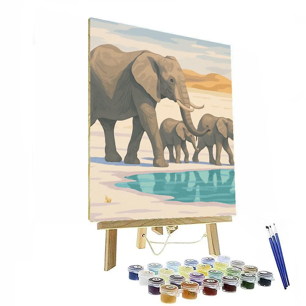 Salt Flat Mirage Elephant Caravan Paint by numbers art