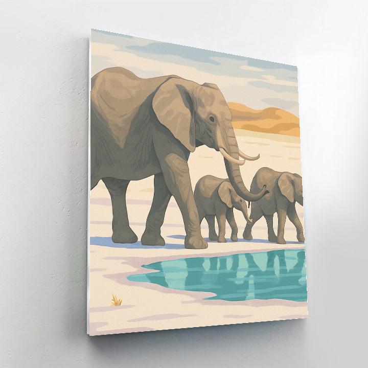 Salt Flat Mirage Elephant Caravan Paint by numbers art
