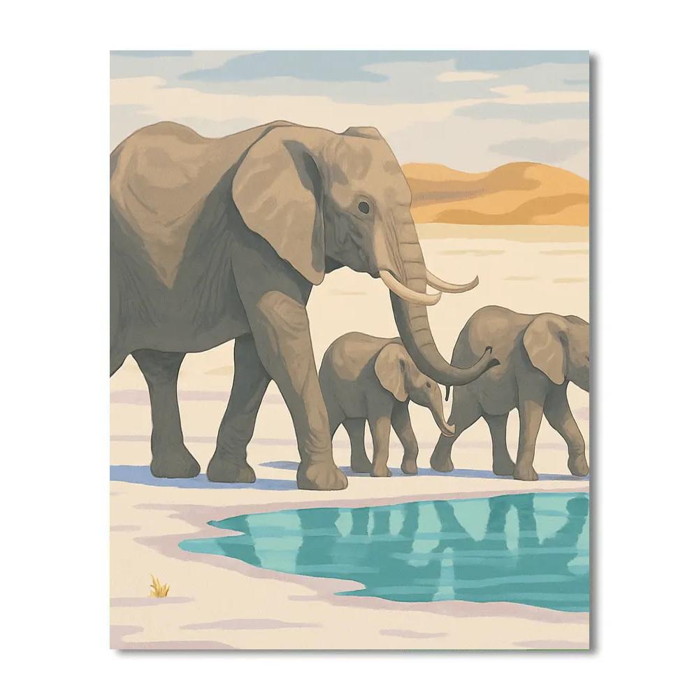 Salt Flat Mirage Elephant Caravan Paint by numbers art