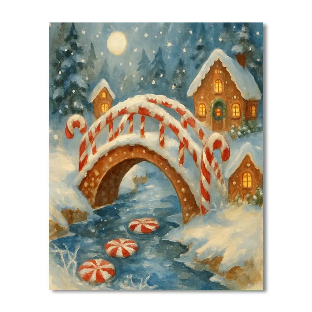 The Gingerbread Bridge Over Frost Creek Paint by numbers kits