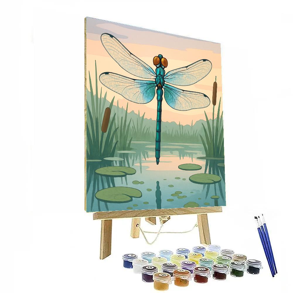 Marsh Lightscape With Dragonfly Hover paint by number