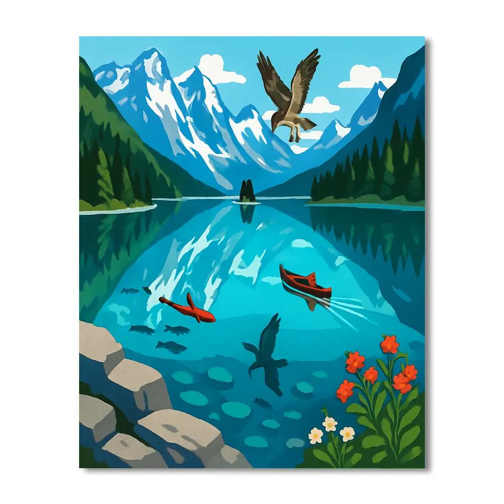 Canoe Cove With Lake Reflections Number painting