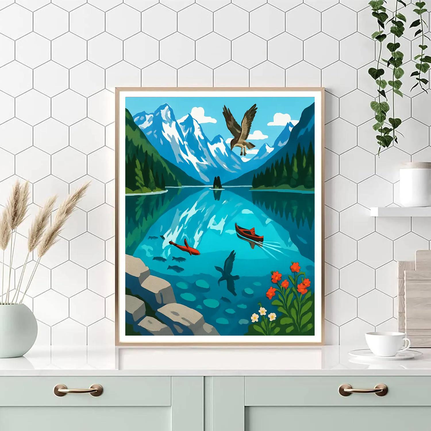 Canoe Cove With Lake Reflections Number painting