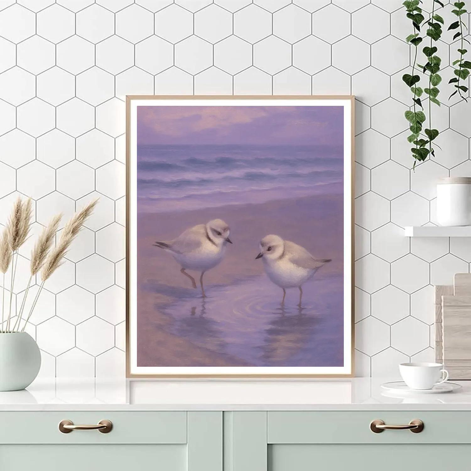 Seaside Dusk With Plovers And Tide Pools Numbered painting kits