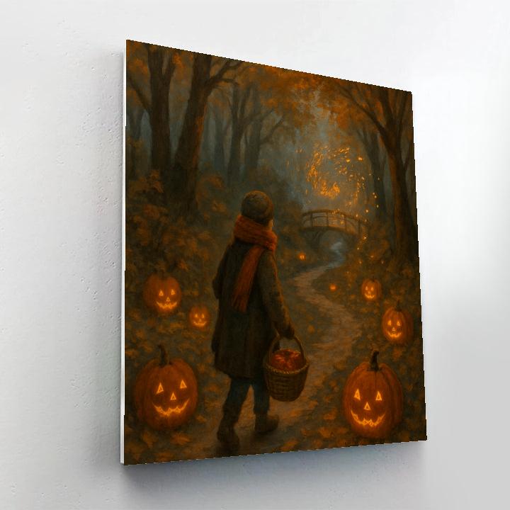 Carved Pumpkin Path To The Ember Bridge painting number kit