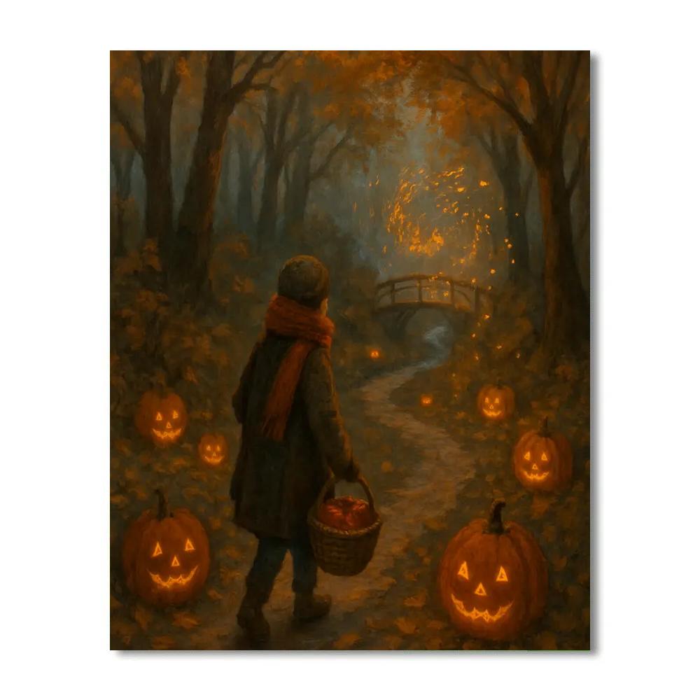 Carved Pumpkin Path To The Ember Bridge painting number kit