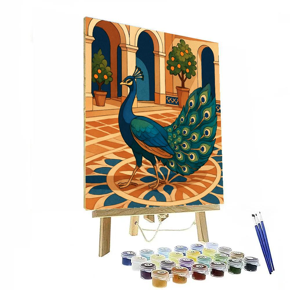 Courtyard Mosaic With Peacock Elegance Painting by numbers kit