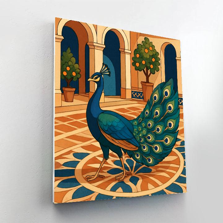 Courtyard Mosaic With Peacock Elegance Painting by numbers kit