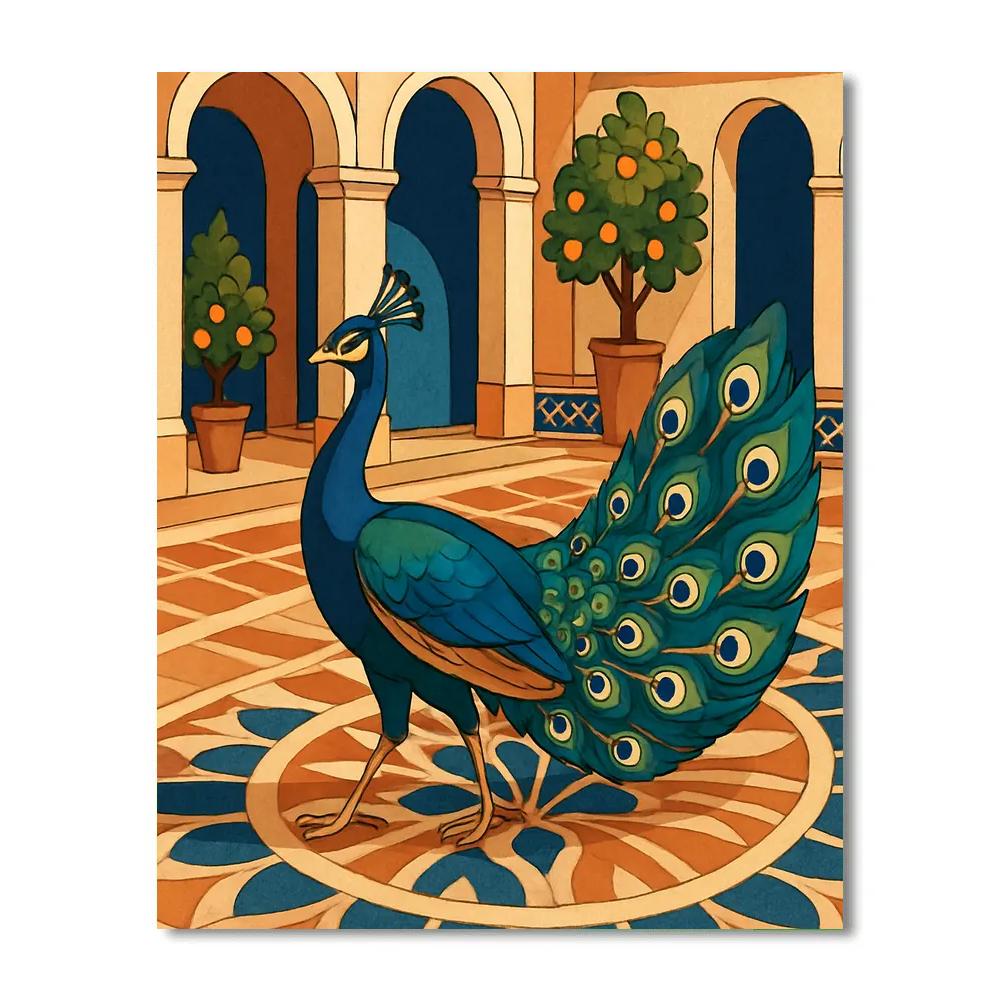 Courtyard Mosaic With Peacock Elegance Painting by numbers kit