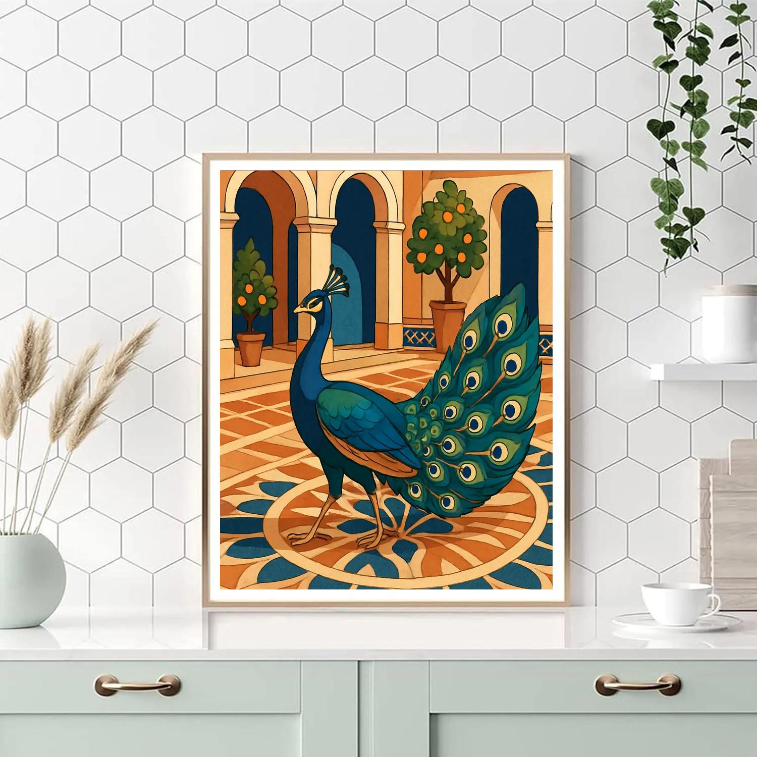 Courtyard Mosaic With Peacock Elegance Painting by numbers kit