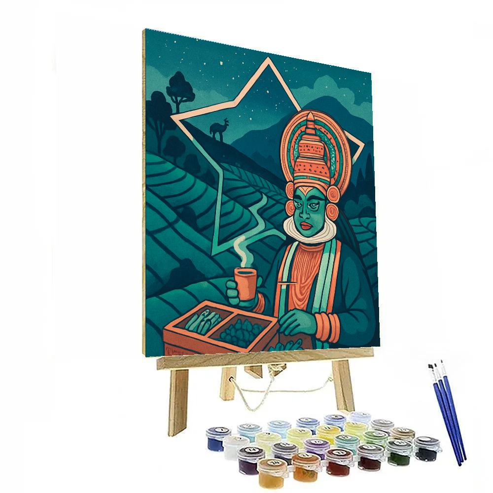 India Inspired Tea Plantation Star Map paint by numbers
