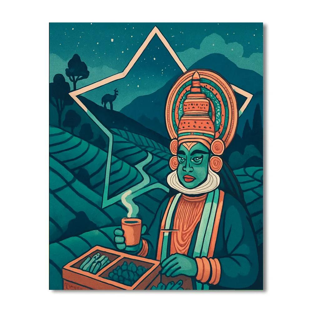 India Inspired Tea Plantation Star Map paint by numbers