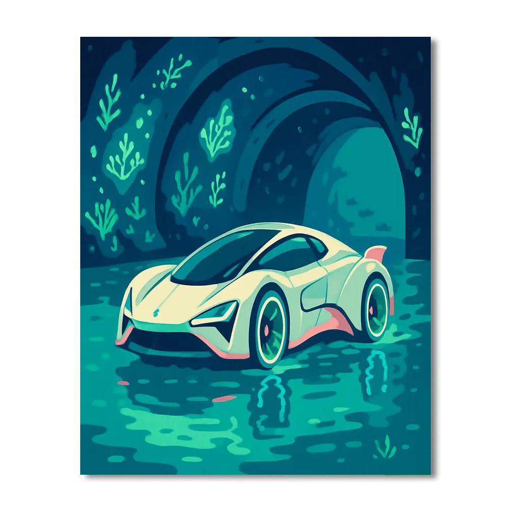 Bioluminescent Reef Cars Concept Number painting