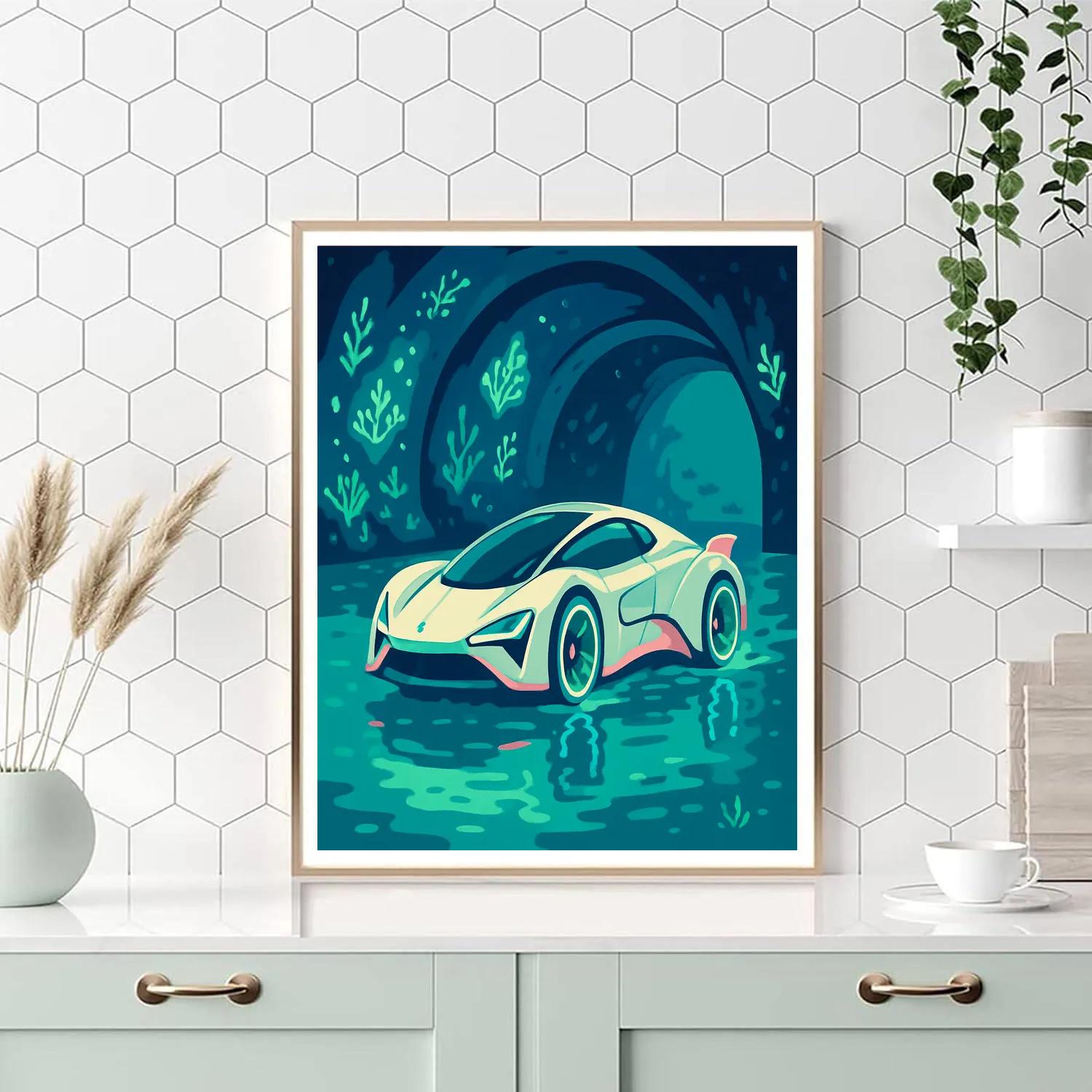 Bioluminescent Reef Cars Concept Number painting