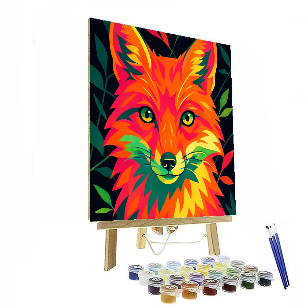 Neon Orchard Fox Spark Number painting